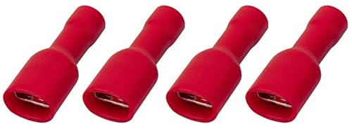 10 Flachsteckhülsen vollisoliert 4,8 x 0,5mm rot für 0,5-1,5mm² Kabel Isolierte Quetschverbinder Steckverbinder vollisoliert Flachstecker KFZ für Elektrogeräte oder Werkstätten WeltiesSmartTools von WeltiesSmartTools