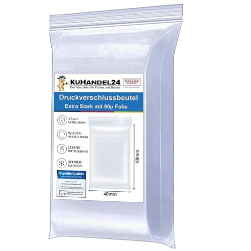100 Stück Druckverschlussbeutel 40x60mm 4x6 cm 90my extra stark Zip Beutel mit Verschluss immer wieder verschließbar Plastiktüten Zipper baggys Tüten FBA-geeignet! WeltiesSmartTools 100 Stück Druckverschlussbeutel 40x60mm 4x6 cm 90my extra stark Zip Beutel mit Verschluss immer wieder verschließbar Plastiktüten Zipper baggys Tüten FBA-geeignet! WeltiesSmartTools von WeltiesSmartTools
