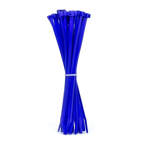 Kabelbinder Blau 100 Stück, 200 mm x 2,5 mm mit 8 kg Zugfestigkeit aus Nylon 66, permanent schließend WeltiesSmartTools von WeltiesSmartTools