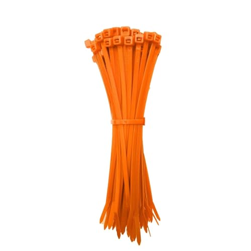 Kabelbinder Orange 100 Stück, 140 mm x 3,6 mm mit 18 kg Zugfestigkeit aus Nylon 66, permanent schließend WeltiesSmartTools von WeltiesSmartTools