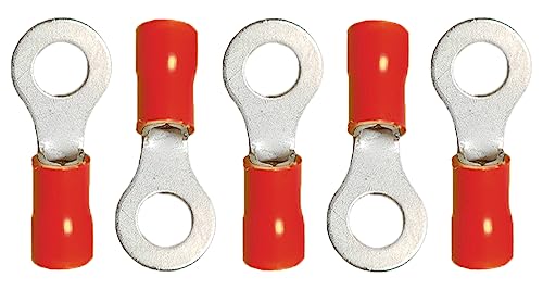 WeltiesSmartTools 10 isolierte Ringkabelschuhe M4 rot Isolierte Quetschverbinder Steckverbinder Ringquetschverbinder teilisoliert für 0,5-1,5mm² Kabel für KFZ und Elektrogeräte von WeltiesSmartTools