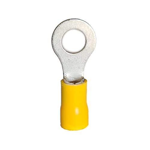 WeltiesSmartTools 100 isolierte Ringkabelschuhe M4 gelb Isolierte Quetschverbinder Steckverbinder Ringquetschverbinder teilisoliert für 4-6mm² Kabel für KFZ, Elektrogeräte oder Werkstätten von WeltiesSmartTools