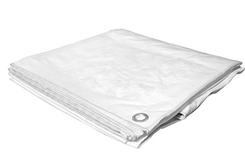 WeltiesSmartTools Abdeckplane mit Rund-Ösen 4x5m 150g/m² weiß Profi Gewebeplane reißfest wasserfest uv-witterungs-beständig unverwüstlich von WeltiesSmartTools