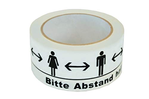 WeltiesSmartTools Corona Hinweis-Klebeband Weiß/Schwarz Bitte Abstand Halten 66m Selbstklebend 1 Rolle Boden-Aufkleber Boden-Markierung von WeltiesSmartTools