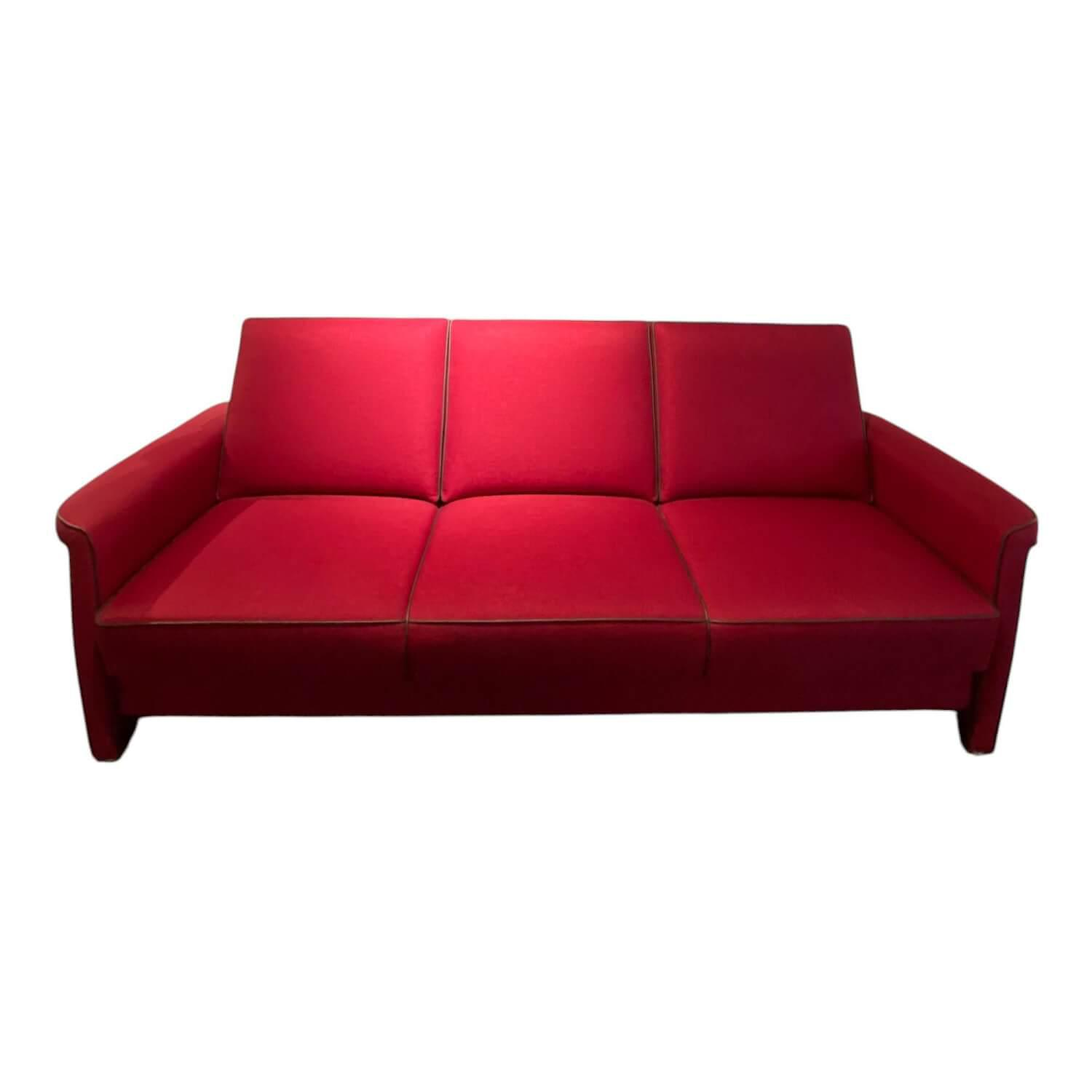 Sofa York Stoff 903 314Z Rot Keder Madras Dunkelbraun Metallfuß Mit Rückenkissen von Wemafa