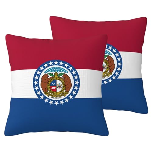 WenDang Missouri State Flag Print 2 Pack Imitation Linen Pillowcases, fit for Sofa and Bed for Modern Home Decor von WenDang
