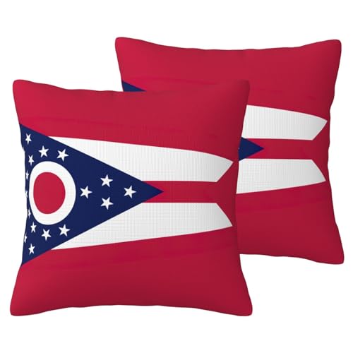WenDang Ohio State Flag Print 2 Pack Imitation Linen Pillowcases, fit for Sofa and Bed, for Modern Home Decor von WenDang