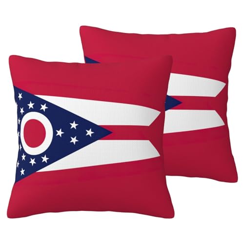WenDang Ohio State Flag Print 2 Pack Imitation Linen Pillowcases, fit for Sofa and Bed, for Modern Home Decor von WenDang
