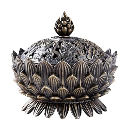 Vintage Lotus Weihrauchhalter,Bakhoor Brenner Lotus Shaped Incense Burner Alloy Räuchergefäss,für Weihrauchpulver, Kegel, Spirale, Weihrauchstangen, 9.8 * 9.7cm Vintage Lotus Weihrauchhalter,Bakhoor Brenner Lotus Shaped Incense Burner Alloy Räuchergefäss,für Weihrauchpulver, Kegel, Spirale, Weihrauchstangen, 9.8 * 9.7cm von WenTigDY