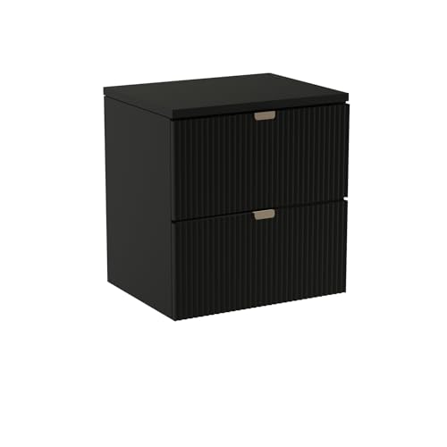 Wena Meble Waschtischunterschrank Willy - Hochwertiger Badezimmerschrank mit 60 cm Breite und stilvollem Design (Schwarz Geriffelte Fronten) von Wena Meble