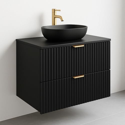 Wena Mobel Waschbeckenunterschrank 80 cm Breit | Waschtischunterschrank mit Schubladen | Badezimmerschrank unter Waschbecken | Badezimmerunterschrank (Schwarz) von Wena Meble