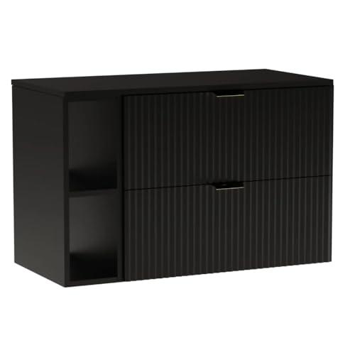 Wena Mobel Waschbeckenunterschrank Hängend 100 cm Breit | Waschtischunterschrank mit Schubladen | Badezimmerschrank unter Waschbecken | Hängeschränke fürs Bad (Schwarz) von Wena Meble