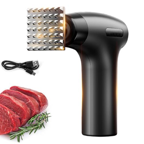 Wenbones Tragbarer Elektrischer fleischklopfer aus Edelstahl, Wiederaufladbarer schnitzelklopfer, Handheld Fleischhammer, Starker Motor 5-Gang USB-C Aufladbar für Schnitzel, Steak, Rindfleisch, Huhn von Wenbones