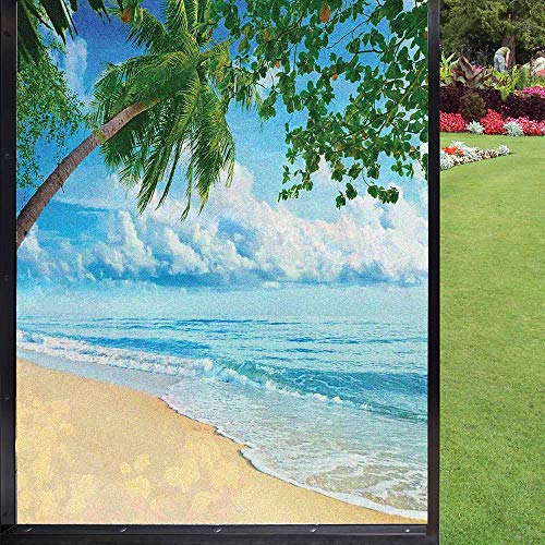 Tropische Fensterfolie, Sichtschutzfolie, Sandy Tropical Beach in Summertime Sonniger Tag Meeresküste Meereslandschaft Horizont Sichtschutz Fenster Folie für Wohnzimmer Badezimmer himmelblau grün elfenbein 61 x 91,4 cm Tropische Fensterfolie, Sichtschutzfolie, Sandy Tropical Beach in Summertime Sonniger Tag Meeresküste Meereslandschaft Horizont Sichtschutz Fenster Folie für Wohnzimmer Badezimmer himmelblau grün elfenbein 61 x 91,4 cm von Wendaoblt