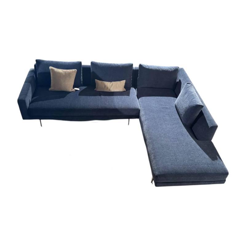 Ecksofa Edge Stoff Zest 12 Blau Grau Gestell Edelstahl Inklusive Kissen von Wendelbo