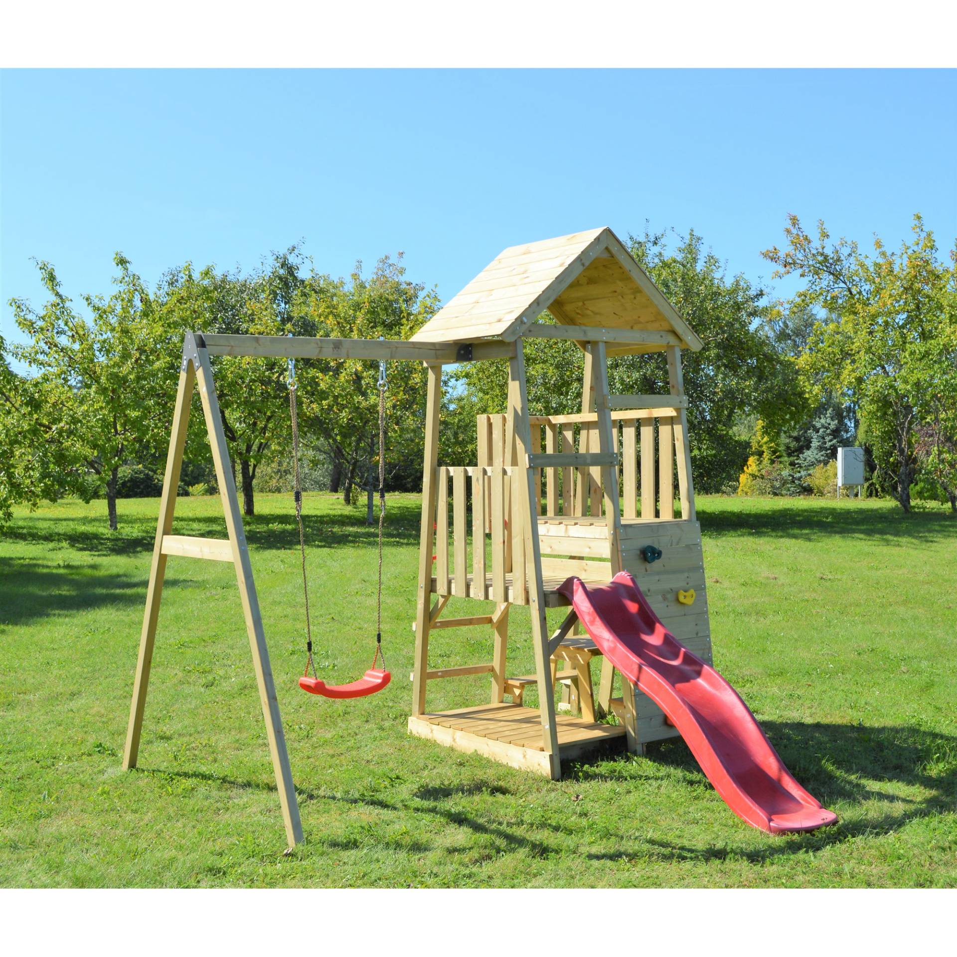 Wendi Toys Holz-Spielturm 'Gorilla' natur Rutsche, Kletterwand, Schaukel und Picknicktisch 290 x 270 x 270 cm Wendi Toys Holz-Spielturm 'Gorilla' natur Rutsche, Kletterwand, Schaukel und Picknicktisch 290 x 270 x 270 cm von Wendi Toys