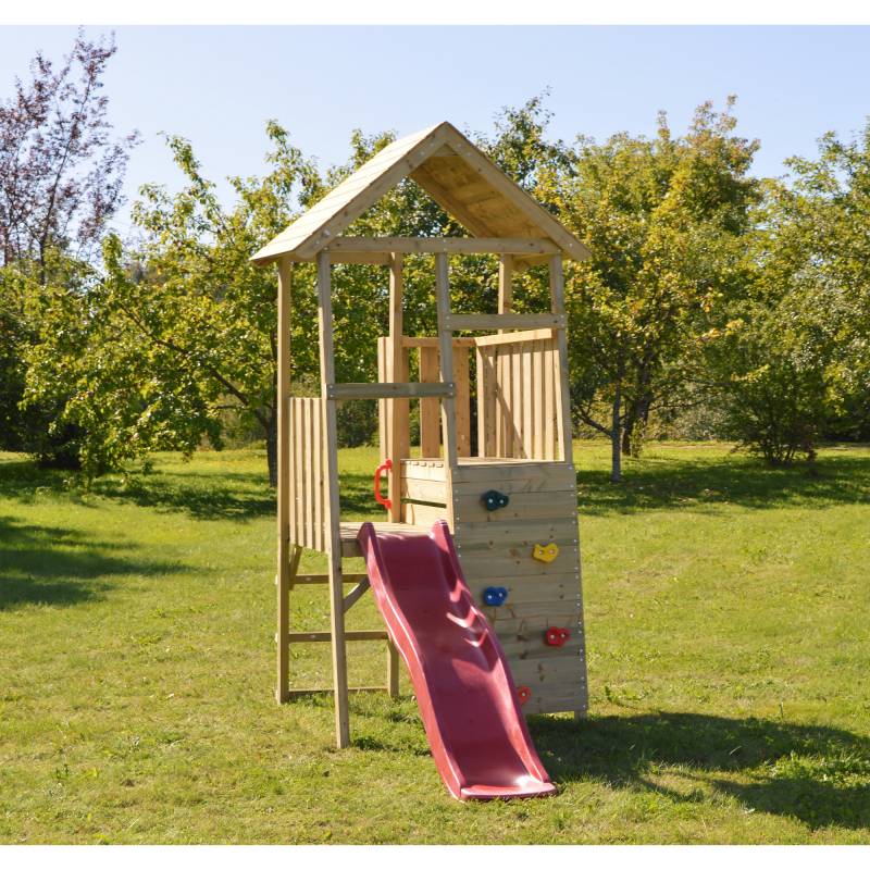 Wendi Toys Holz-Spielturm 'Hase' natur Rutsche und Kletterwand 260 x 110 x 270 cm von Wendi Toys
