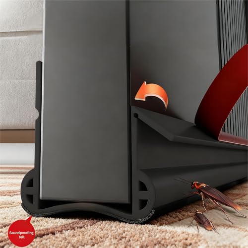 Wendict 93cm Türdichtung Zugluftstopper für Türen, Schallschutz Türdichtung Unten Selbstklebend für Türen, (Leicht zu installieren/Fällt Nicht Ab/Wiederverwendbar)(Schwarz) von Wendict