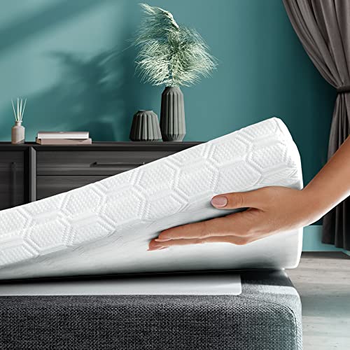 WENDRE Matratzen Topper 90x200cm Boxspringbett - Bequeme 7cm Kaltschaum Matratzenauflage - Matratzentopper 90x200cm mit Antirutsch - Langlebig & Pflegeleicht - Mattress Topper - Bett Topper von WENDRE