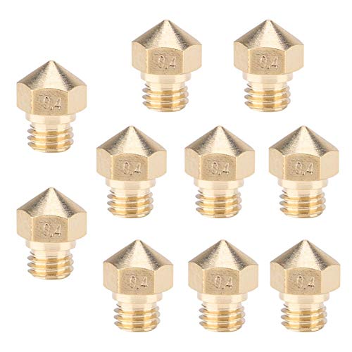 Wendry 10 Stück MK10-Düsen, M7 0,4 mm / 1,75 mm Extruder-Messingdüse, 3D-Drucker-Druckkopfdüse, für Mk10 3D-Druckerzubehör, von Wendry