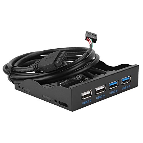Wendry 3,5-Zoll-USB-Frontblende, Multifunktions-19PIN/9-Pin-Hochgeschwindigkeits-USB3.0 + USB2.0-Frontblende mit 4 Anschlüssen für den Desktop von Wendry