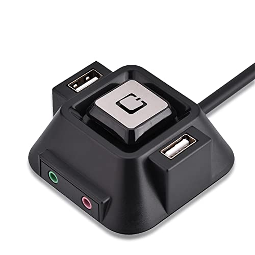 Wendry Desktop-Computer-Netzschalter, mit Zwei USB-Anschlüssen, Power Reset Taste mit Audiomikrofonanschluss, für Internetcafés, Familien, Unternehmen usw von Wendry