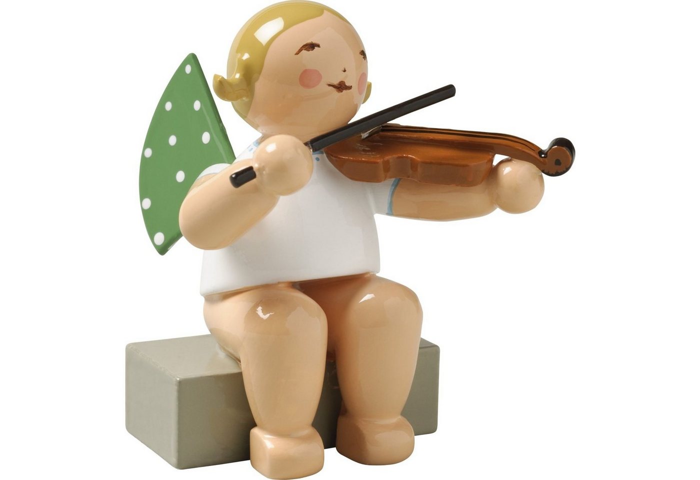 Wendt & Kühn Weihnachtsfigur Engel mit Bratsche Sitzend 650/55A, Haarfarbe zufällig blond oder braunhaarig von Wendt & Kühn