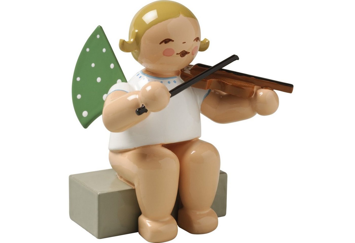 Wendt & Kühn Weihnachtsfigur Engel mit Geige Sitzend 650/2A, Haarfarbe zufällig blond oder braunhaarig von Wendt & Kühn