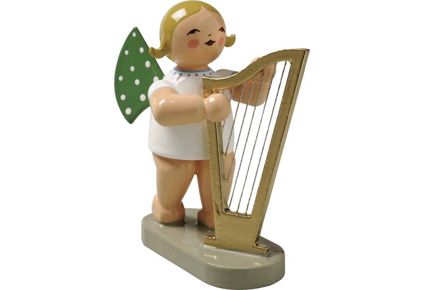 Wendt & Kühn Weihnachtsfigur Engel mit Harfe Groß 650/14, Haarfarbe zufällig blond oder braunhaarig von Wendt & Kühn