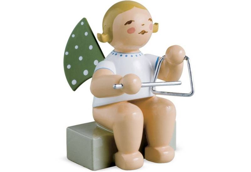 Wendt & Kühn Weihnachtsfigur Engel mit Triangel Sitzend 650/16A, Haarfarbe zufällig blond oder braunhaarig von Wendt & Kühn