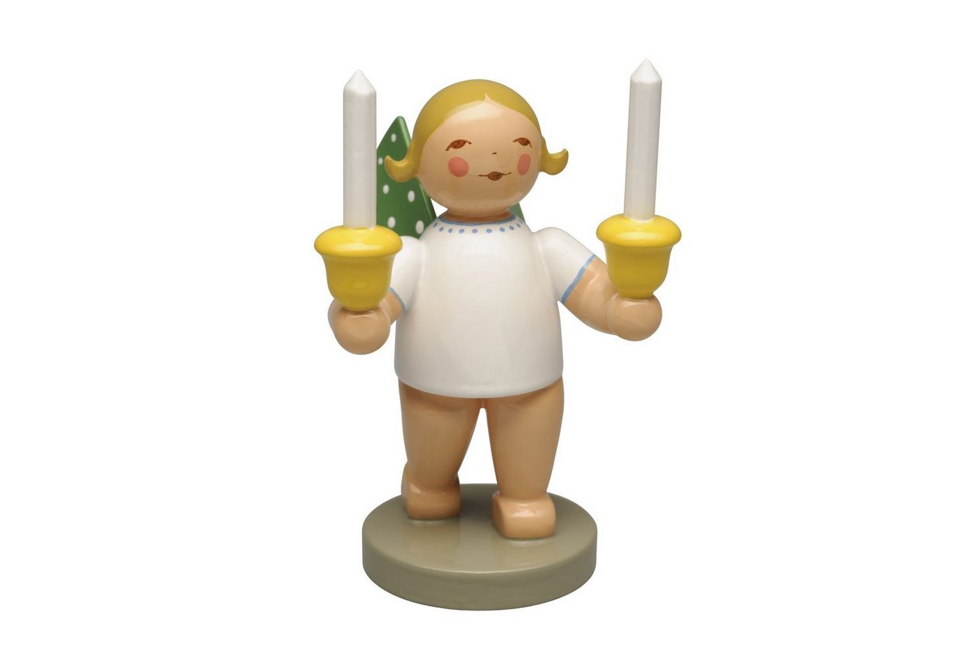 Wendt & Kühn Weihnachtsfigur Engel mit zwei Kerzen 650/157, Haarfarbe zufällig blond oder braunhaarig von Wendt & Kühn