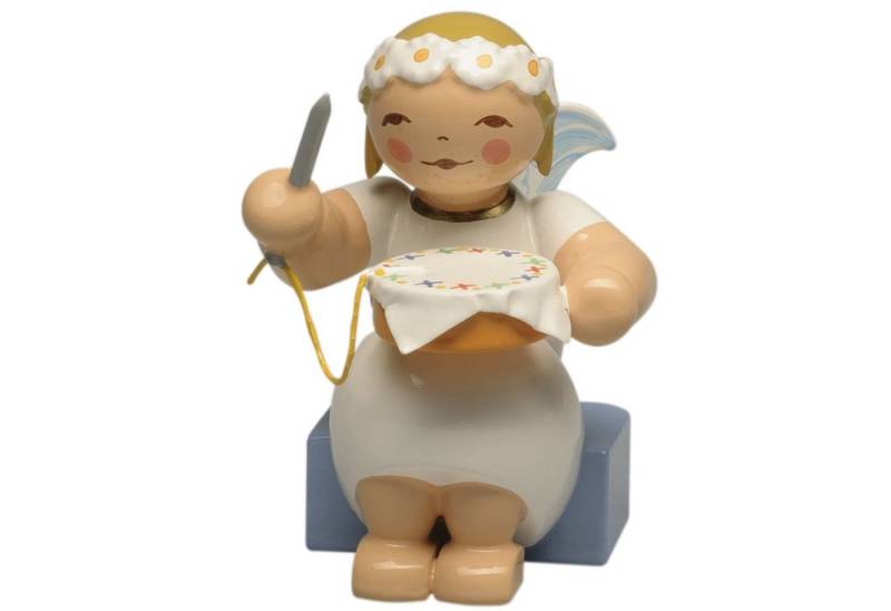 Wendt & Kühn Weihnachtsfigur Margeritenengel Sitzend mit Stickrahmen 634/70/39 von Wendt & Kühn