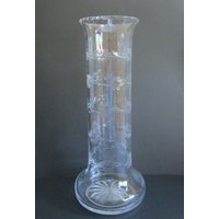 12 Zoll Zylindervase Antique Crystal Glas Mit Daumennagel Rim & 16 Point Star Base von Wendyleez