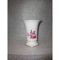 Check Sale Details Vtg Hochst Vase Handbemalt Mangan Lila Familie Porzellan Goldrand Signiert von Wendyleez