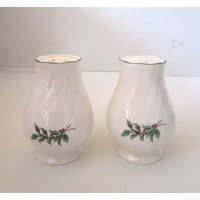 Check Sale Details Vtg Holly Berry Muster Feine Porzellan Salt & Pepper Streuer Japan Signiert von Wendyleez