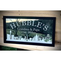 Personalisierter Vegas City Skyline Spiegel | Großer {Personalisierter Bar Individuell Gravierter Schwarzer Wall Sign12x24 von Wenfarmdesigns