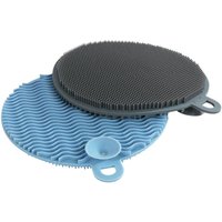 2er Set Silikon Spül Schwamm Soft Silikon Pfannen Töpfe Spülen Aufhängbar - grau - Wenko von Wenko