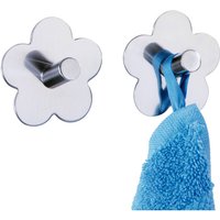 Wenko - 2er Set Wand Haken Fiore glänzend Kleider Handtuch Halter Aufhänger Bad wc - silber glänzend von Wenko