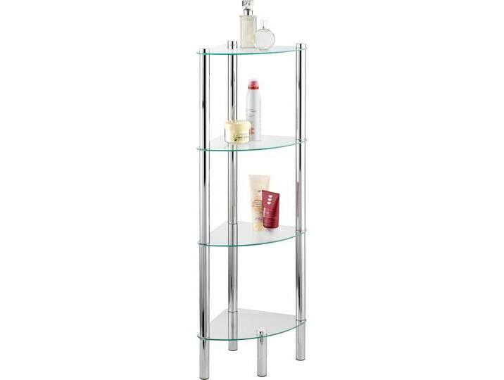 Eckregal WENKO Yago , silber (glänzend, ablagen: transparent), B:30cm H:104cm T:30cm, Edelstahl, Regale, 4 Etagen von Wenko