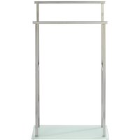 Handtuchbutler Debar Edelstahl, Handtuchständer, rostfrei, Silber matt, Edelstahl rostfrei satiniert, Glas weiß - silber matt - Wenko von Wenko