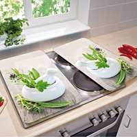 Herdabdeckplatten herb garden aus Glas – 2 Stück von Wenko
