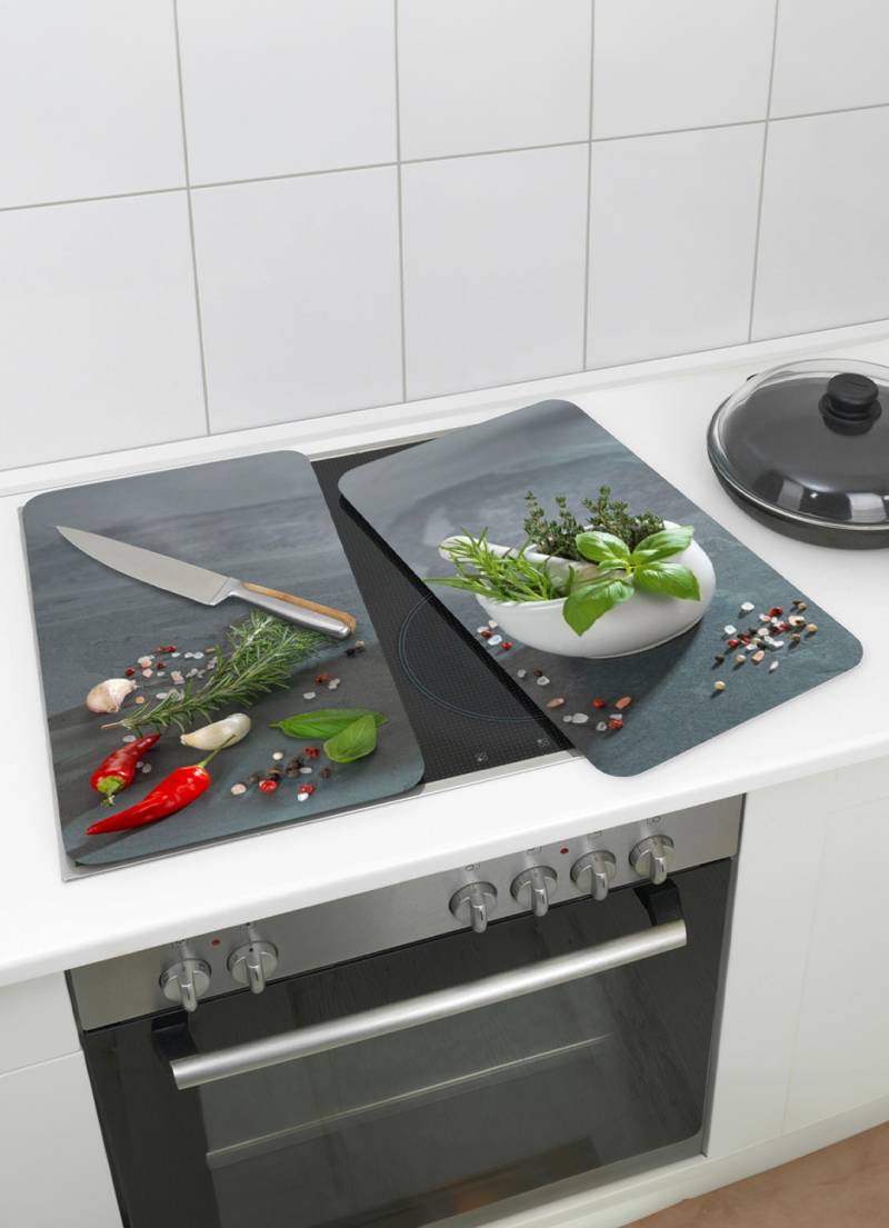 Herdabdeckplatten aus Glas, 2er-Set, Motiv Kräuterküche, Kräuterküche von Wenko