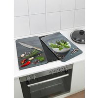Herdabdeckplatten aus Glas, 2er-Set, Motiv Kräuterküche von Wenko