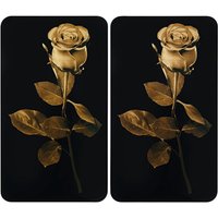 Herdabdeckplatten mit Goldene Rosen-Motiv, 2er-Set von Wenko
