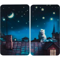 Herdabdeckplatten mit Motiv Moon Cat, 2er-Set von Wenko
