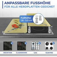Maximex Herdabdeckplatte Universal Kornblumen 2er Set, für alle Herdarten, Mehrfarbig, Gehärtetes Glas mehrfarbig, Kunststoff (tpe) hellgrau, von Wenko