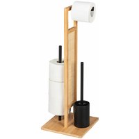 Stand WC-Garnitur Rivalta Allegre, Aus Rattan und Bambus, Braun, Bambus natur, Stahl schwarz, Edelstahl rostfrei - braun - Wenko von Wenko