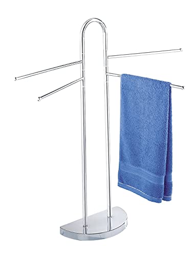 WENKO Handtuchständer Raumwunder mit 4 Armen - Kleiderständer, bewegliche Arme, platzsparend, halber Standfuß, Stahl, 33 x 93.5 x 48 cm Silber Glänzend WENKO Handtuchständer Raumwunder mit 4 Armen - Kleiderständer, bewegliche Arme, platzsparend, halber Standfuß, Stahl, 33 x 93.5 x 48 cm Silber Glänzend von WENKO