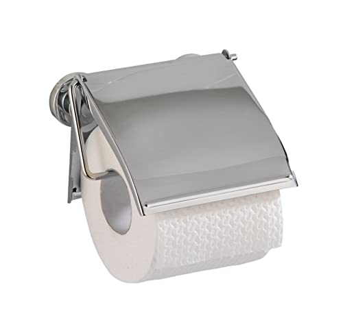 WENKO Power-Loc® Toilettenpapierhalter Cover - Befestigen ohne bohren, Stahl, 13.5 x 12 x 3.5 cm, Chrom von WENKO