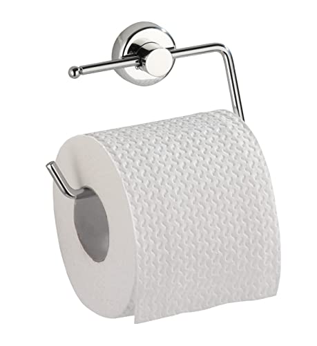 WENKO Power-Loc® Toilettenpapierrollenhalter Simple - Befestigen ohne bohren, Stahl, 13.5 x 9.5 x 3 cm, Chrom von WENKO